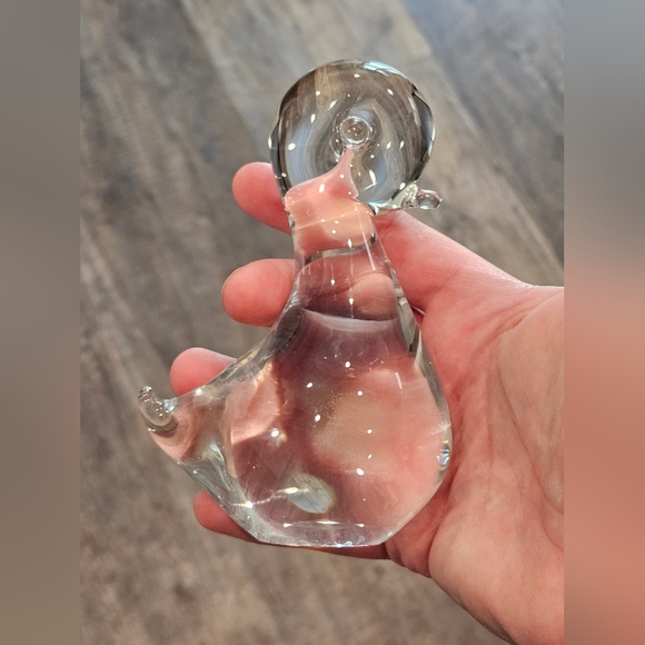 Vintage FM Konstglas Ronneby Sweden Crystal Clear Glass Duck Paperweight Decor - Picture 5 of 9